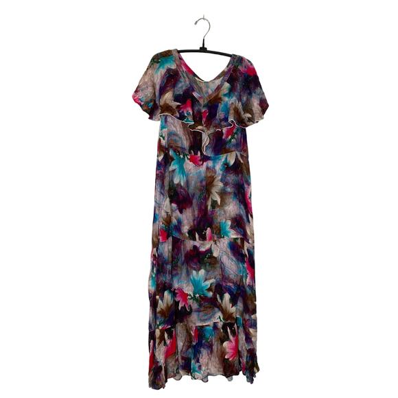 Soft Surroundings Italian Dreams Colorful Maxi Dress V-Neck EUC Sz S Boho Summer - Picture 1 of 13